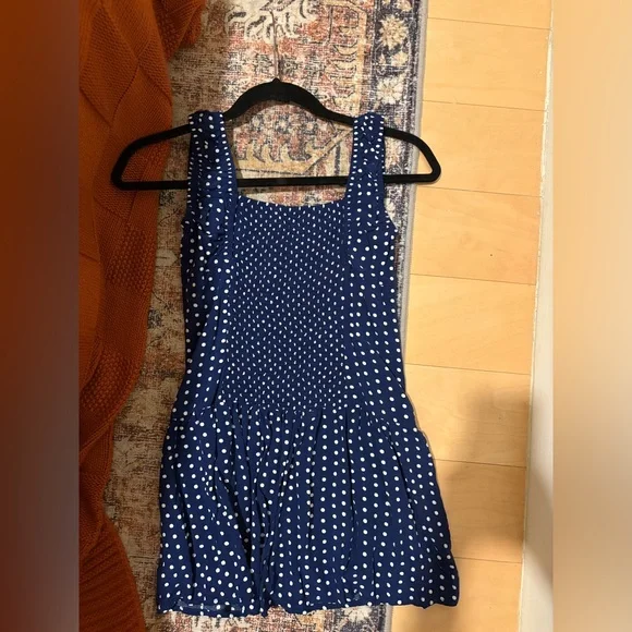 Frankie's Bikinis Blue and White Polka Dot Mini Dress - Picture 3 of 5